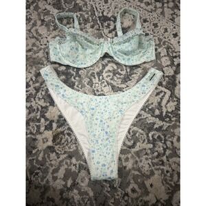Blackbough Women's 2-Piece Swimsuit Floral Top M/ Bottom XL